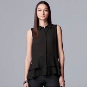 NWT Vera Wang Black Layered Sleeveless Blouse